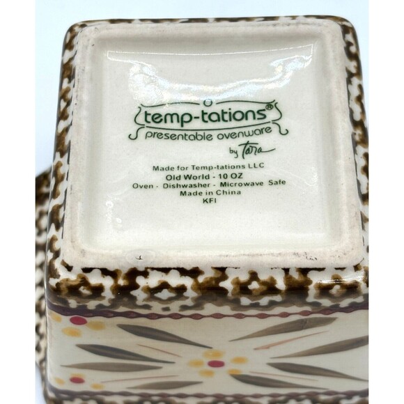 Temp-Tations by Tara Ramekins Square Serving Bowls 10oz w/Lids & Metal Carrier - Picture 12 of 16